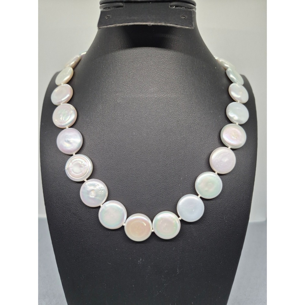 JTV Necklace Woman White Cultured Freshwater Pearl Rhodium Over Silver FBP116-18